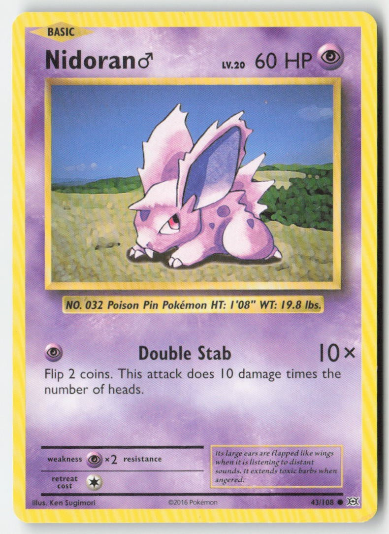Nidoran♂ 43/108 Regular Evolutions Moderately Played