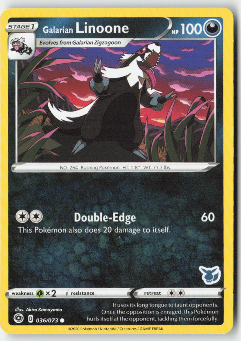 Galarian Linoone (Eevee Stamped) 036/073 Regular Battle Academy 2022 Moderately Played