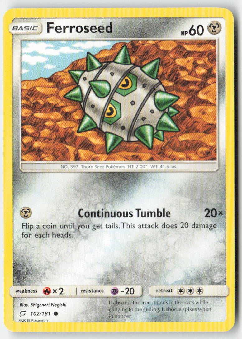 Ferroseed 102/181 Regular Team Up Moderately Played