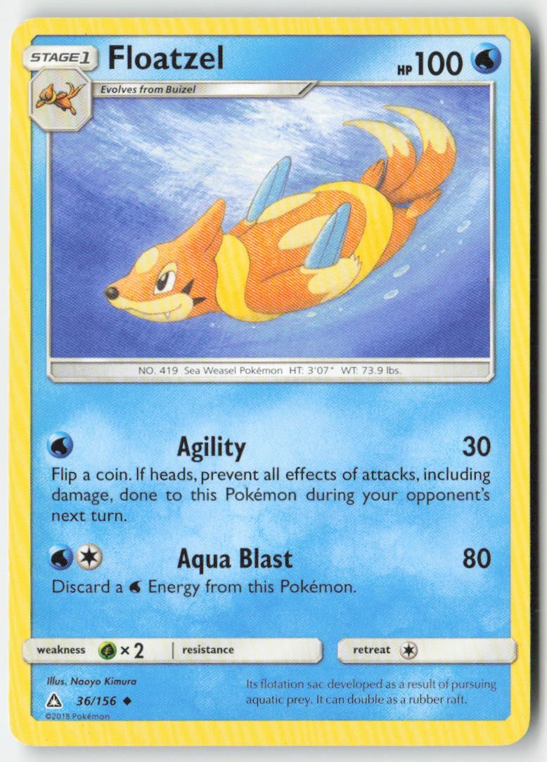 Floatzel 36/156 Regular Ultra Prism Moderately Played, Front