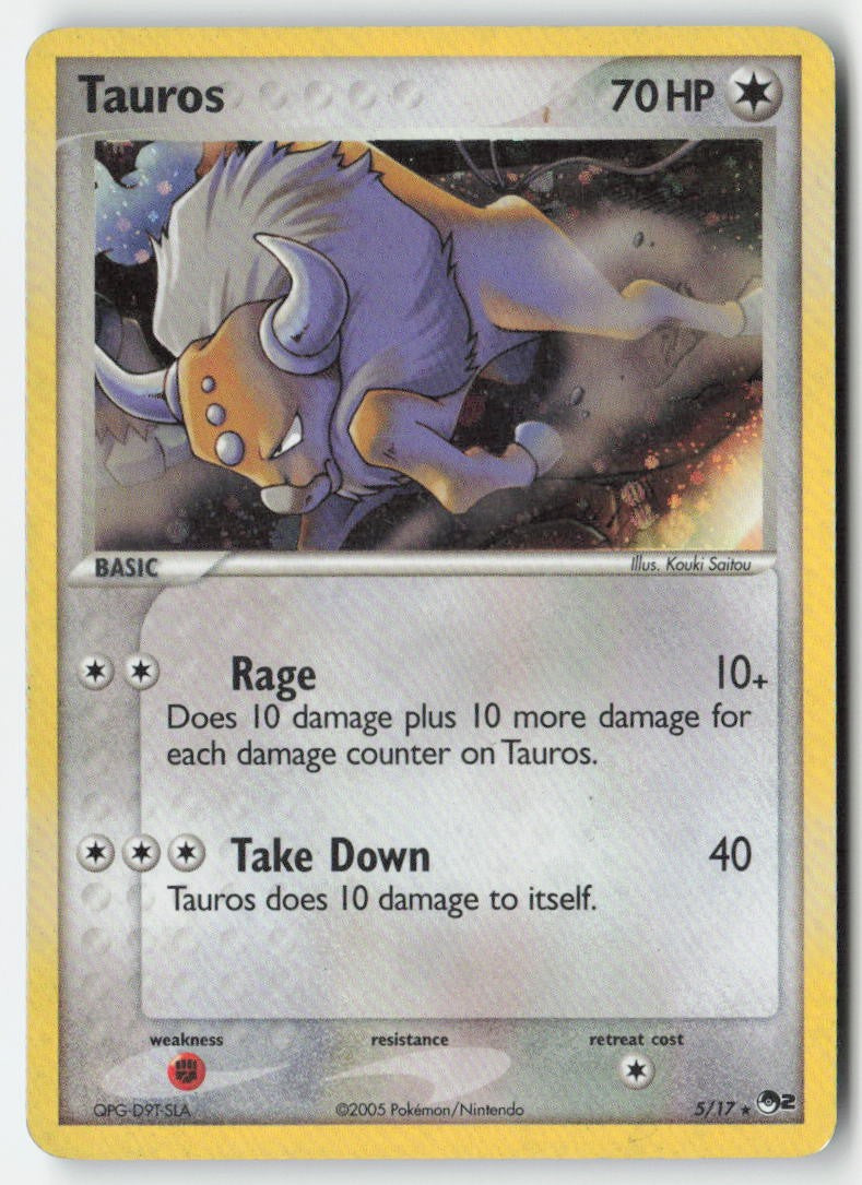 Tauros 5/17 Holo POP Series 2 Moderately Played, Front