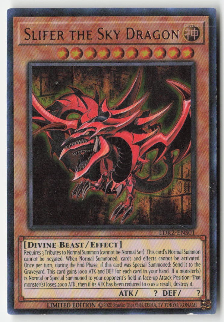 Slifer the Sky Dragon (2020 Reprint) LDK2-ENS01 Limited Edition Ultra Rare Moderately Played