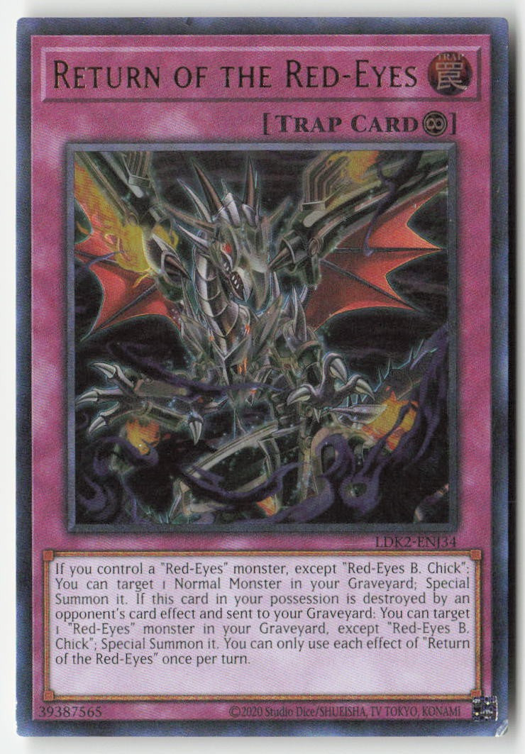 Return of the Red-Eyes (2020 Reprint) LDK2-ENJ34 Unlimited Ultra Rare Moderately Played, Front