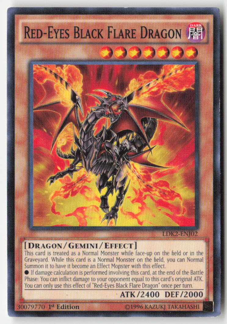 Red-Eyes Black Flare Dragon LDK2-ENJ02 1st Edition Common Moderately Played, Front
