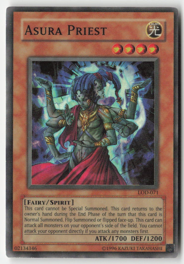 Asura Priest LOD-071 Unlimited Super Rare Moderately Played, Front