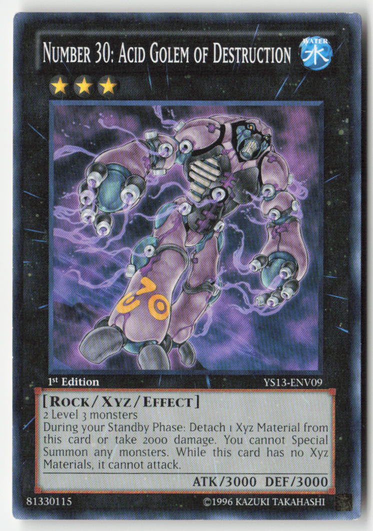 Number 30: Acid Golem of Destruction YS13-ENV09 1st Edition Common Moderately Played, Front
