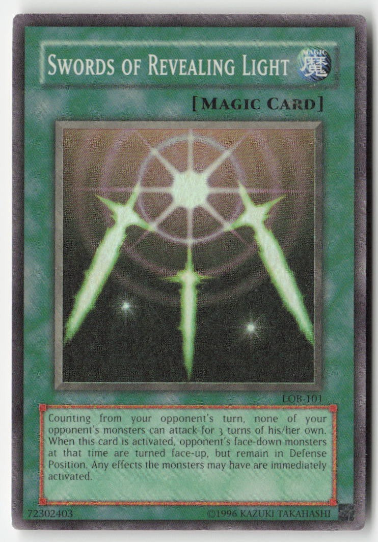 Swords of Revealing Light LOB-101 Unlimited Super Rare Moderately Played