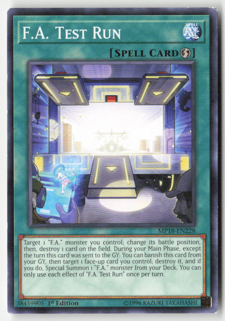 F.A. Test Run MP18-EN228 1st Edition Common Moderately Played, Front