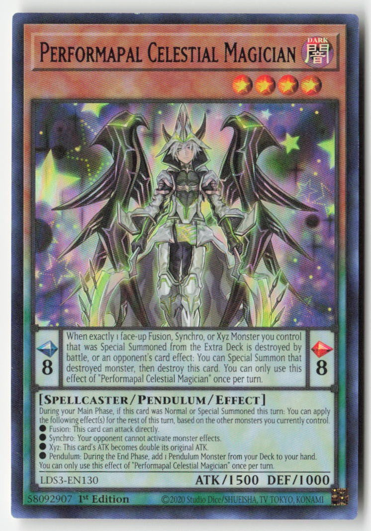 Performapal Celestial Magician (Red) LDS3-EN130 1st Edition Ultra Rare Moderately Played, Front