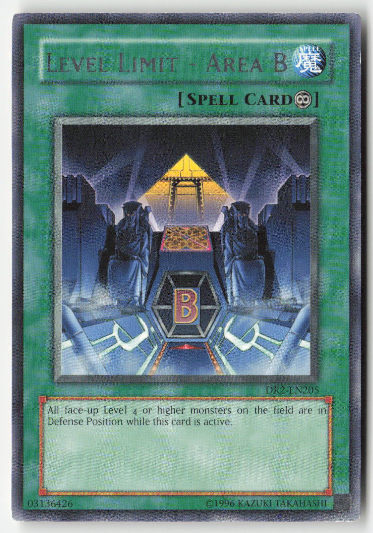 Level Limit - Area B DR2-EN205 Unlimited Rare Moderately Played, Front