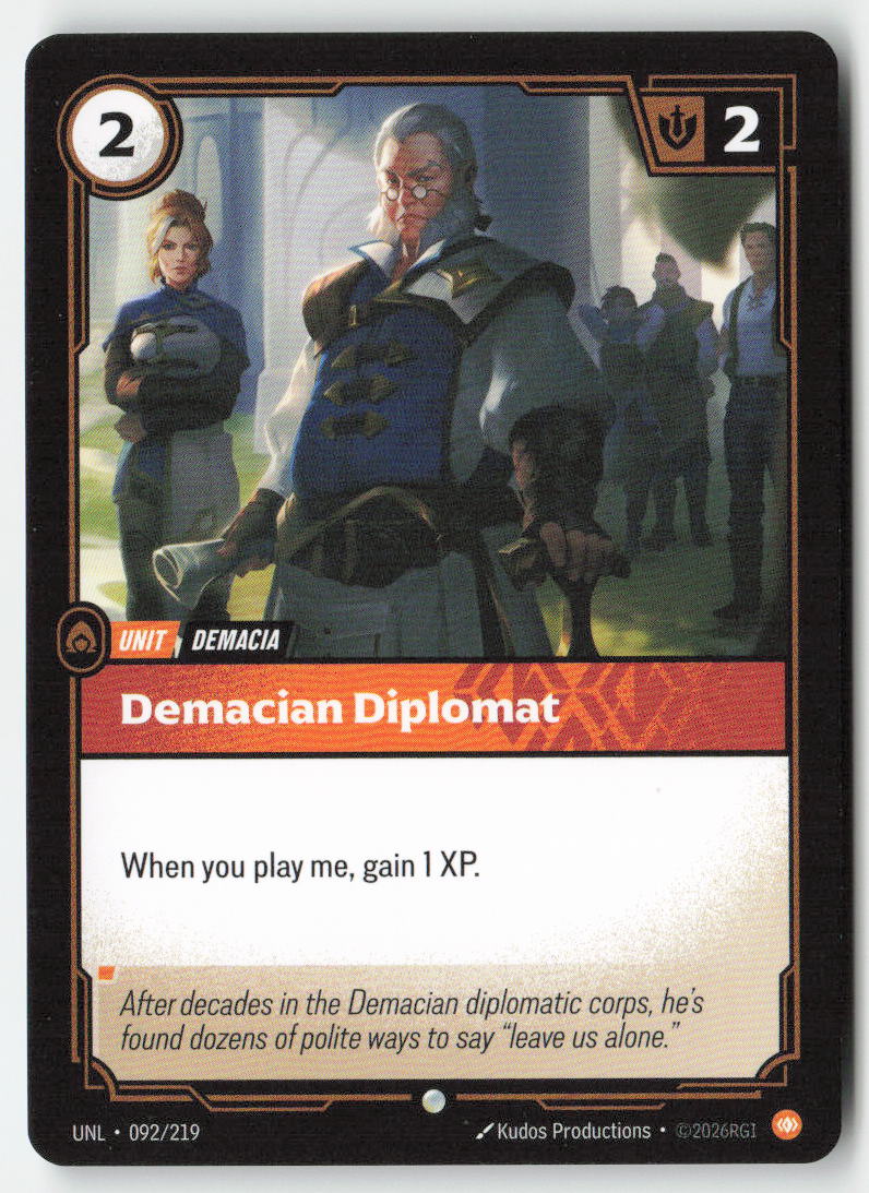 Demacian Diplomat #092/219 - Unleashed - Riftbound - Common - Lightly Played