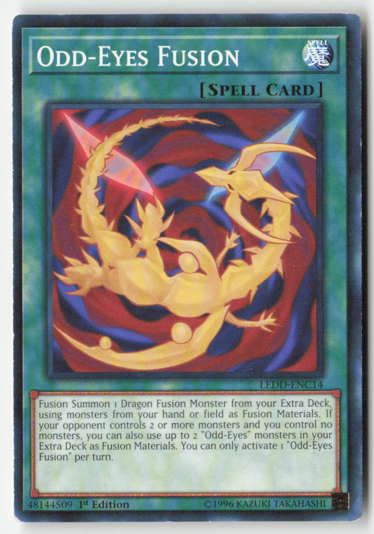 Odd-Eyes Fusion LEDD-ENC14 1st Edition Common Moderately Played, Front