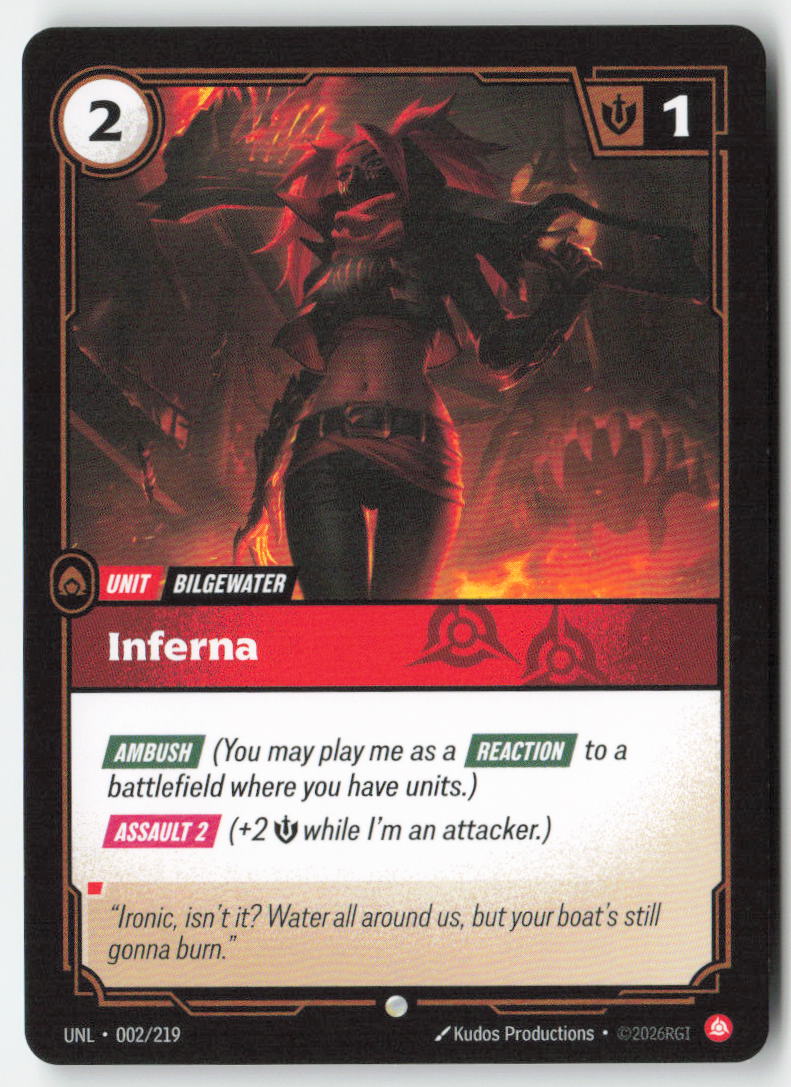 Inferna #002/219 - Unleashed - Riftbound - Common - Lightly Played