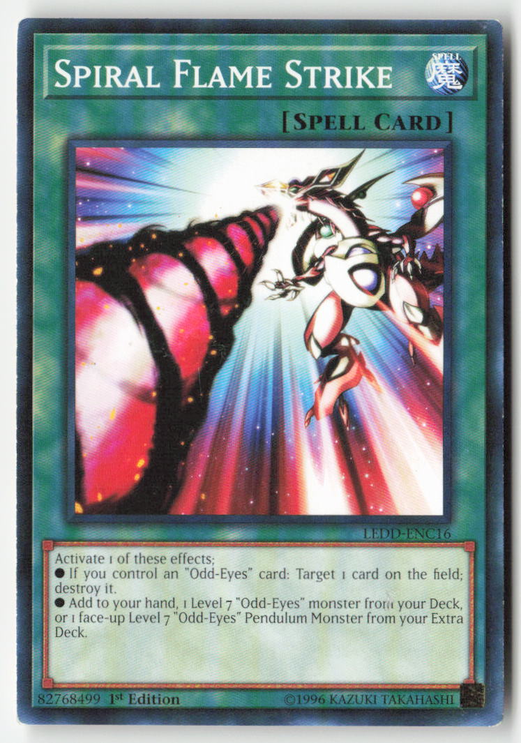 Spiral Flame Strike LEDD-ENC16 1st Edition Common Moderately Played, Front