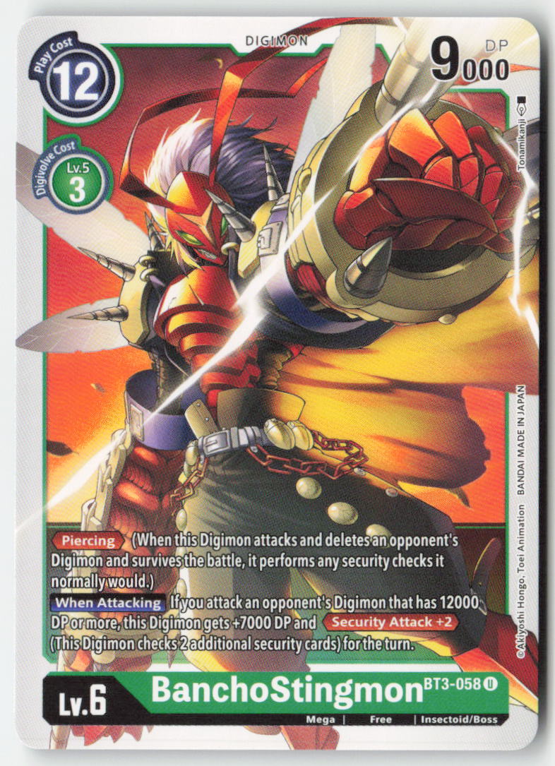BanchoStingmon BT3-058 Normal Uncommon Near Mint, Front