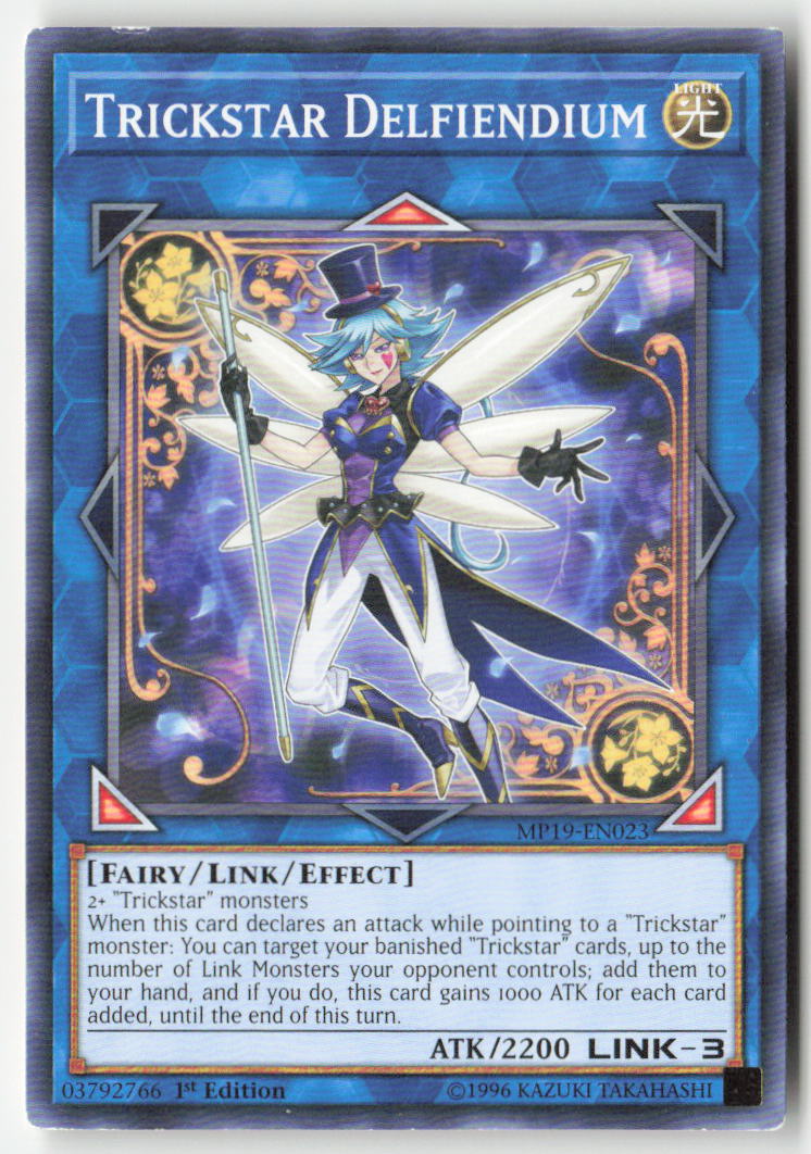 Trickstar Delfiendium MP19-EN023 1st Edition Common Moderately Played, Front