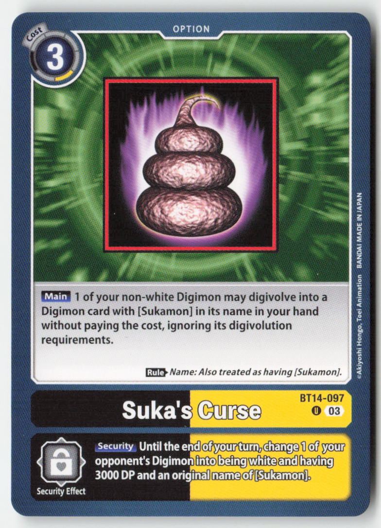 Suka's Curse BT14-097 Normal Uncommon Near Mint, Front