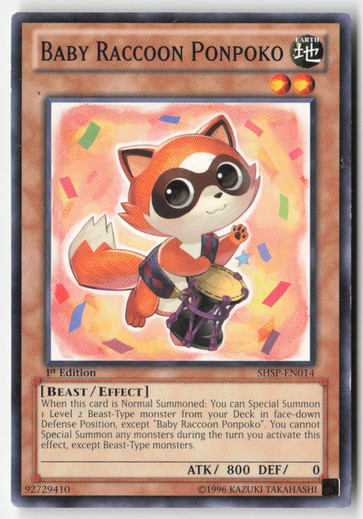 Baby Raccoon Ponpoko SHSP-EN014 1st Edition Common Moderately Played