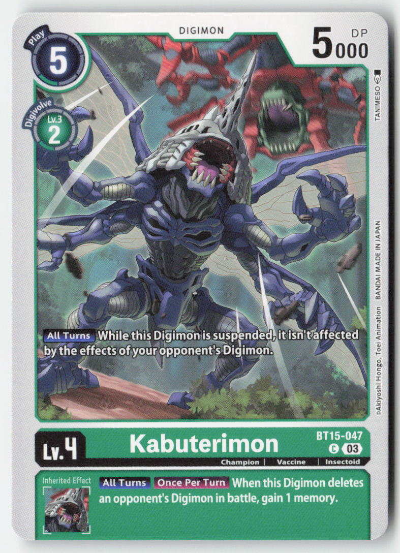 Kabuterimon BT15-047 Normal Common Near Mint