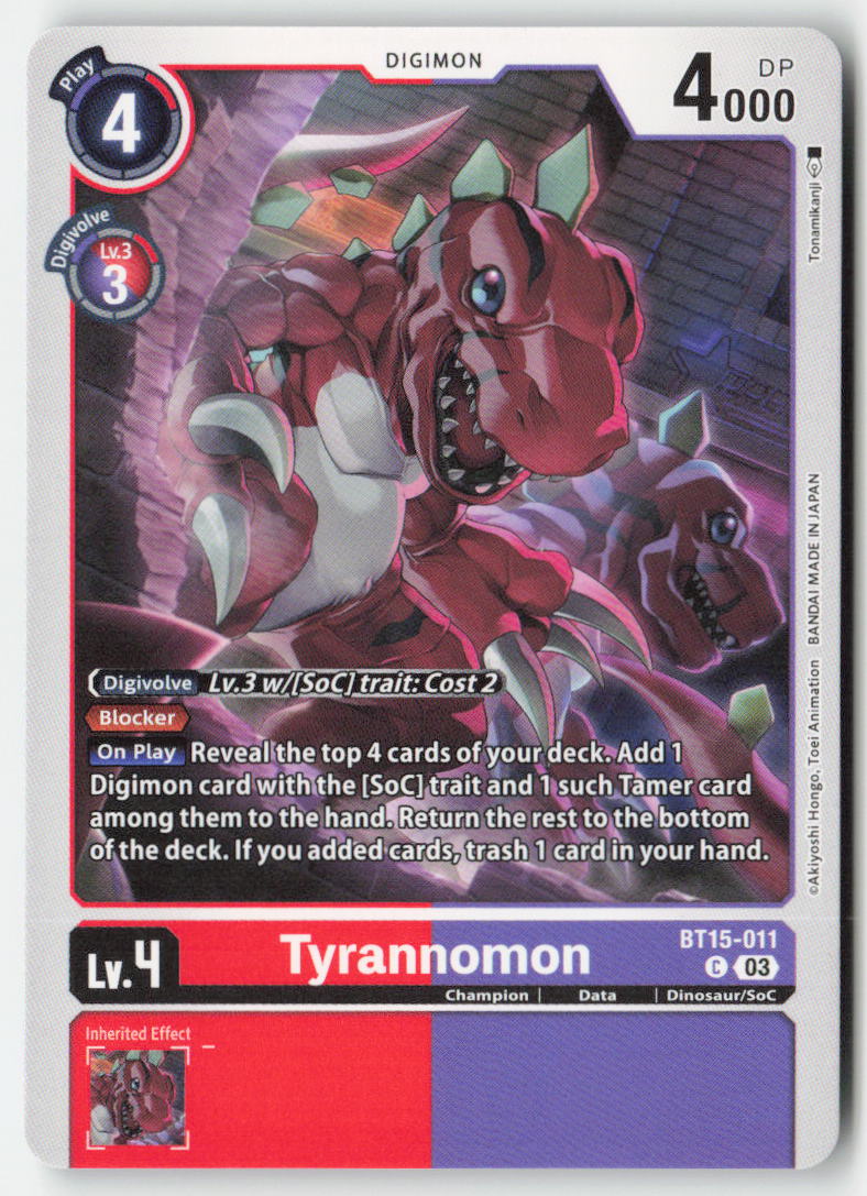 Tyrannomon BT15-011 Normal Common Near Mint, Front