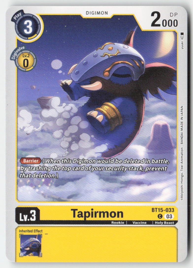 Tapirmon BT15-033 Normal Common Near Mint