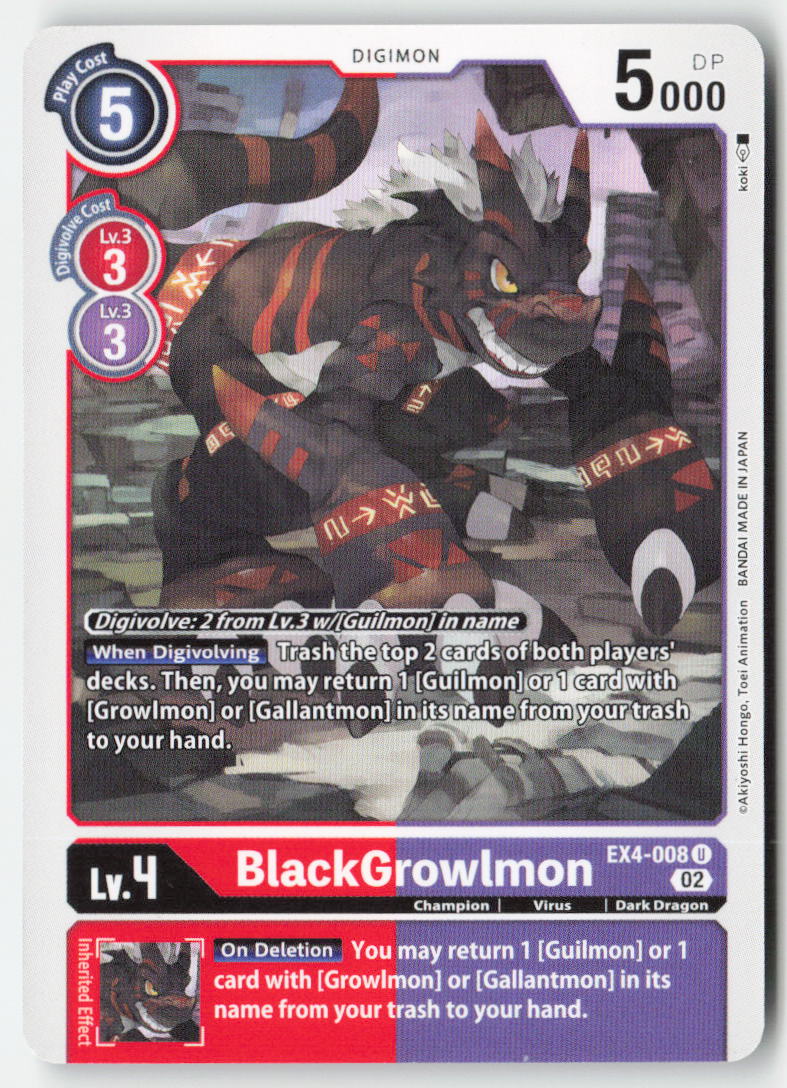BlackGrowlmon EX4-008 Normal Uncommon Near Mint, Front
