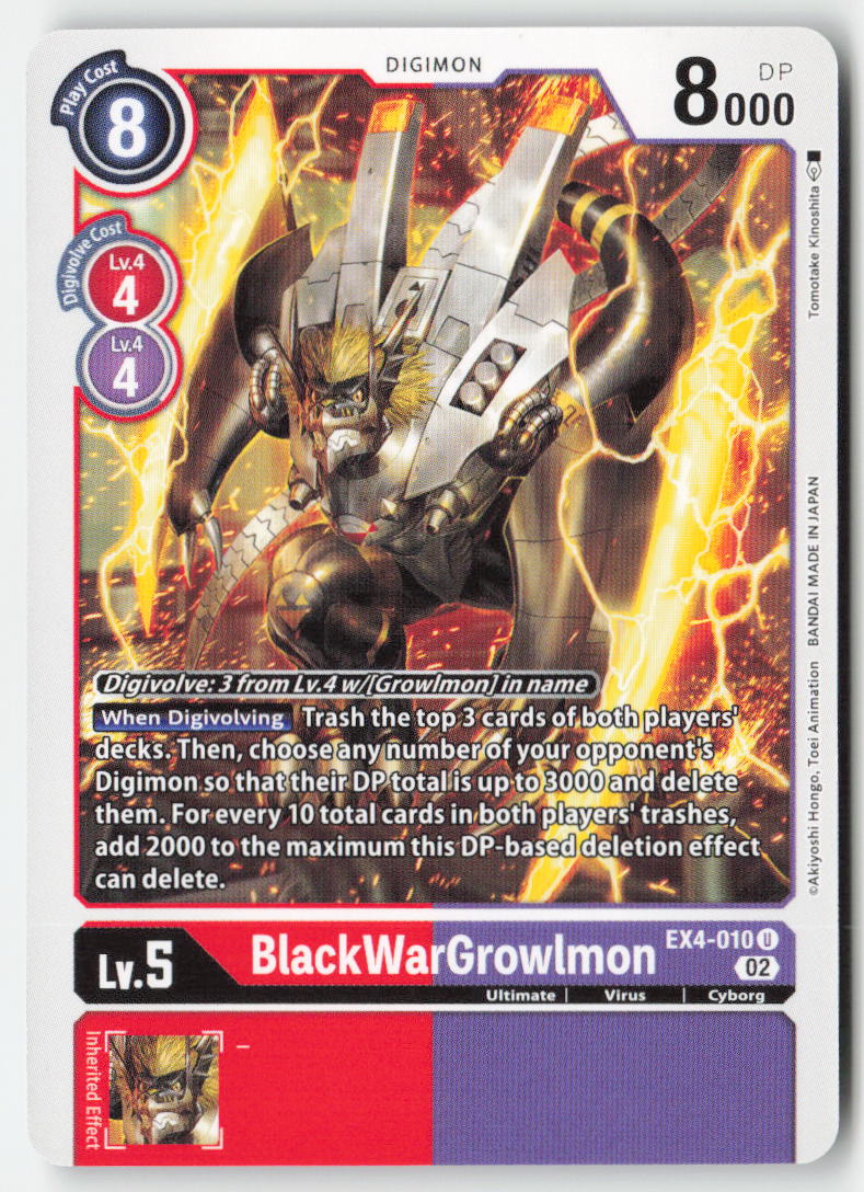 BlackWarGrowlmon EX4-010 Normal Uncommon Near Mint, Front