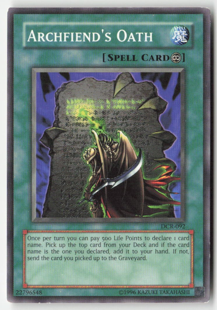 Archfiend's Oath DCR-092 Unlimited Common Moderately Played, Front