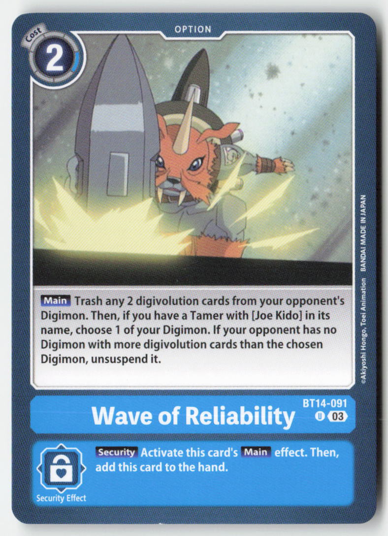 Wave of Reliability BT14-091 Normal Uncommon Near Mint, Front