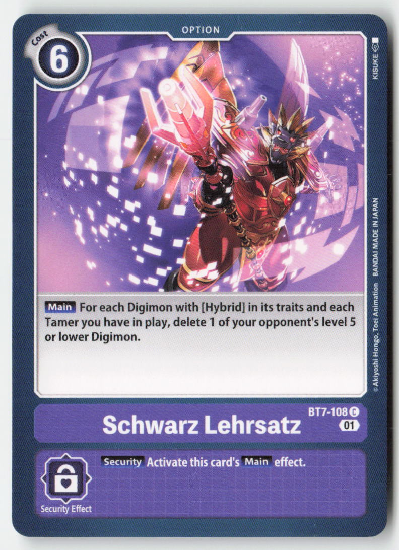Schwarz Lehrsatz BT7-108 Normal Common Near Mint