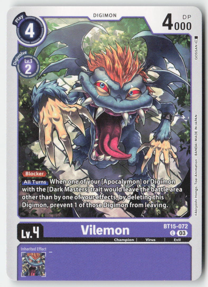 Vilemon BT15-072 Normal Common Near Mint
