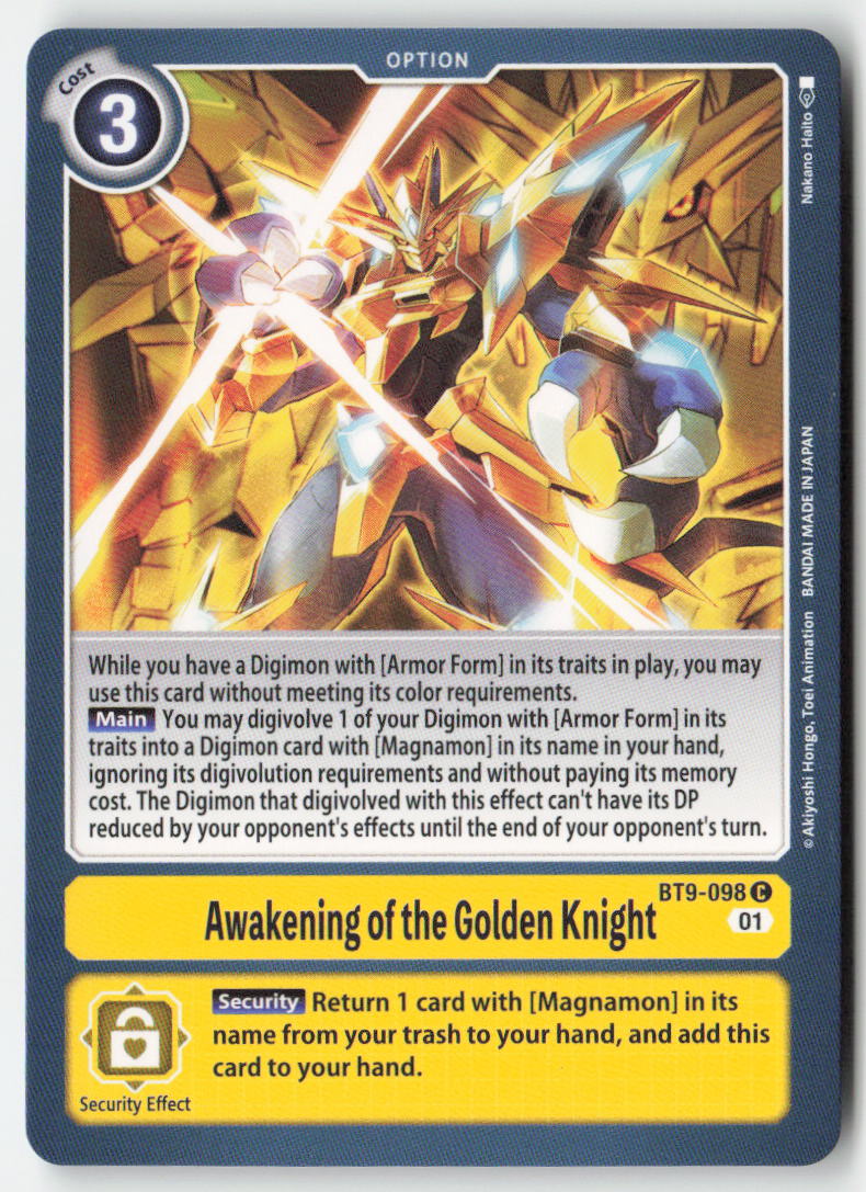 Awakening of the Golden Knight BT9-098 Normal Common Near Mint