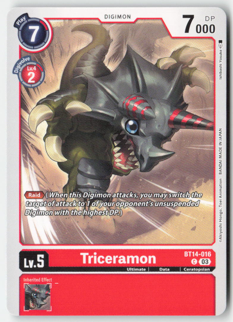 Triceramon BT14-016 Normal Common Near Mint, Front