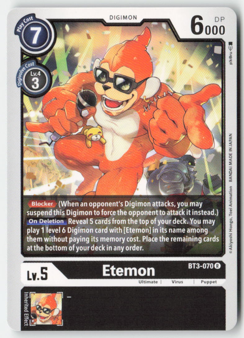 Etemon BT3-070 Normal Rare Near Mint