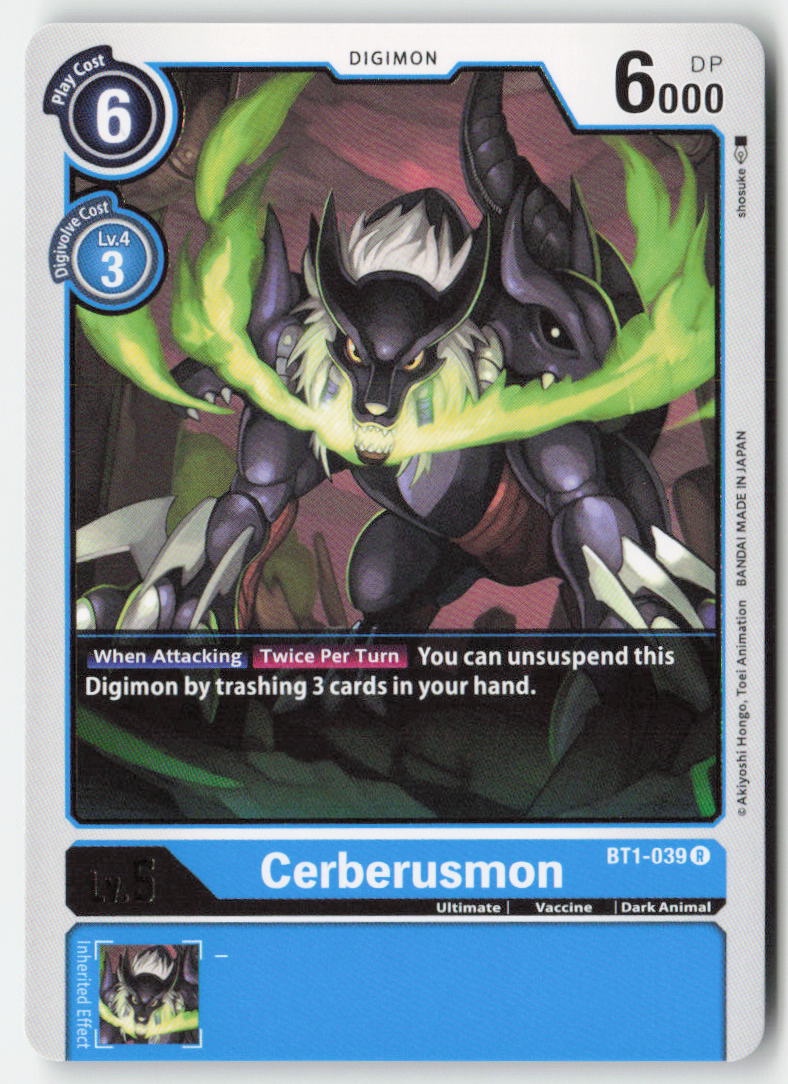 Cerberusmon BT1-039 Normal Rare Near Mint