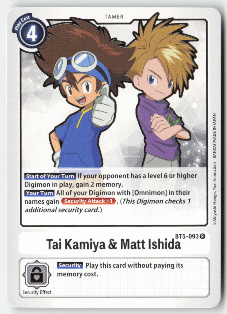 Tai Kamiya & Matt Ishida BT5-093 Normal Rare Near Mint, Front