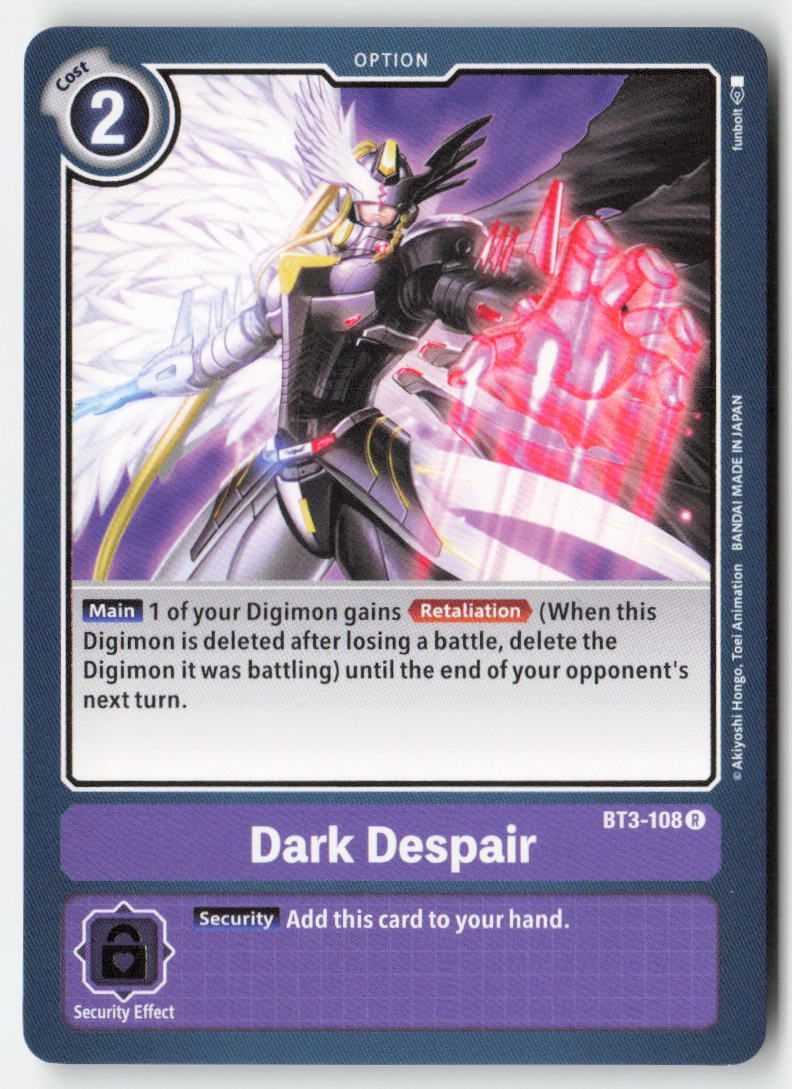 Dark Despair BT3-108 Normal Rare Near Mint, Front
