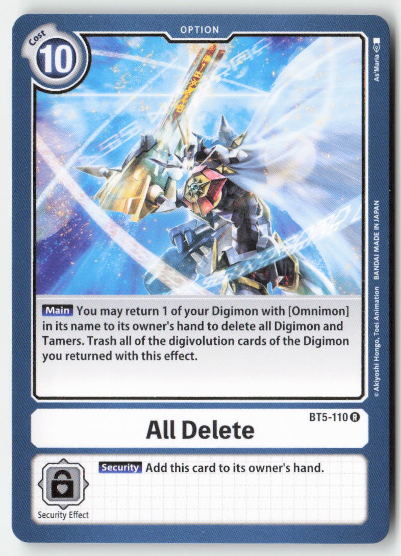 All Delete BT5-110 Normal Rare Near Mint