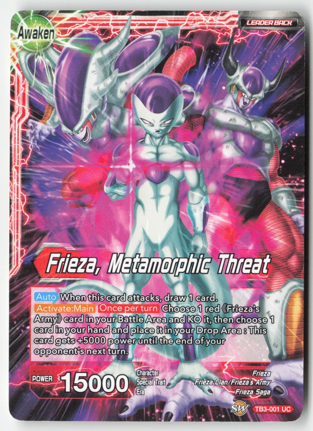 Frieza // Frieza, Metamorphic Threat TB3-001 Normal Uncommon Lightly Played