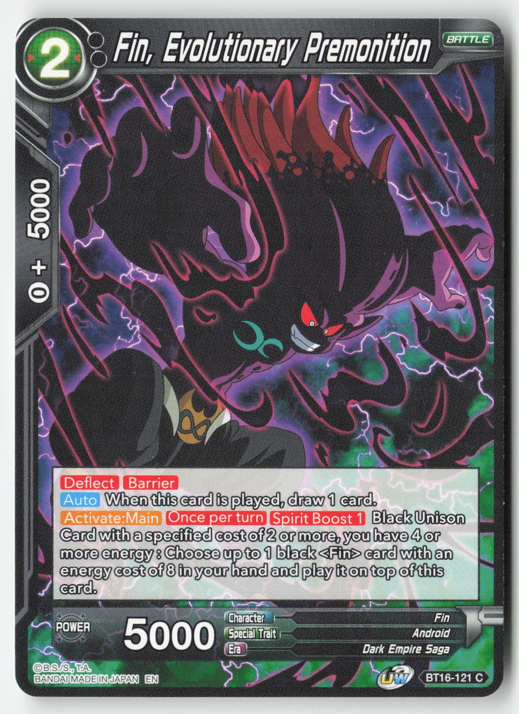 Fin, Evolutionary Premonition BT16-121 Normal Common Lightly Played, Front