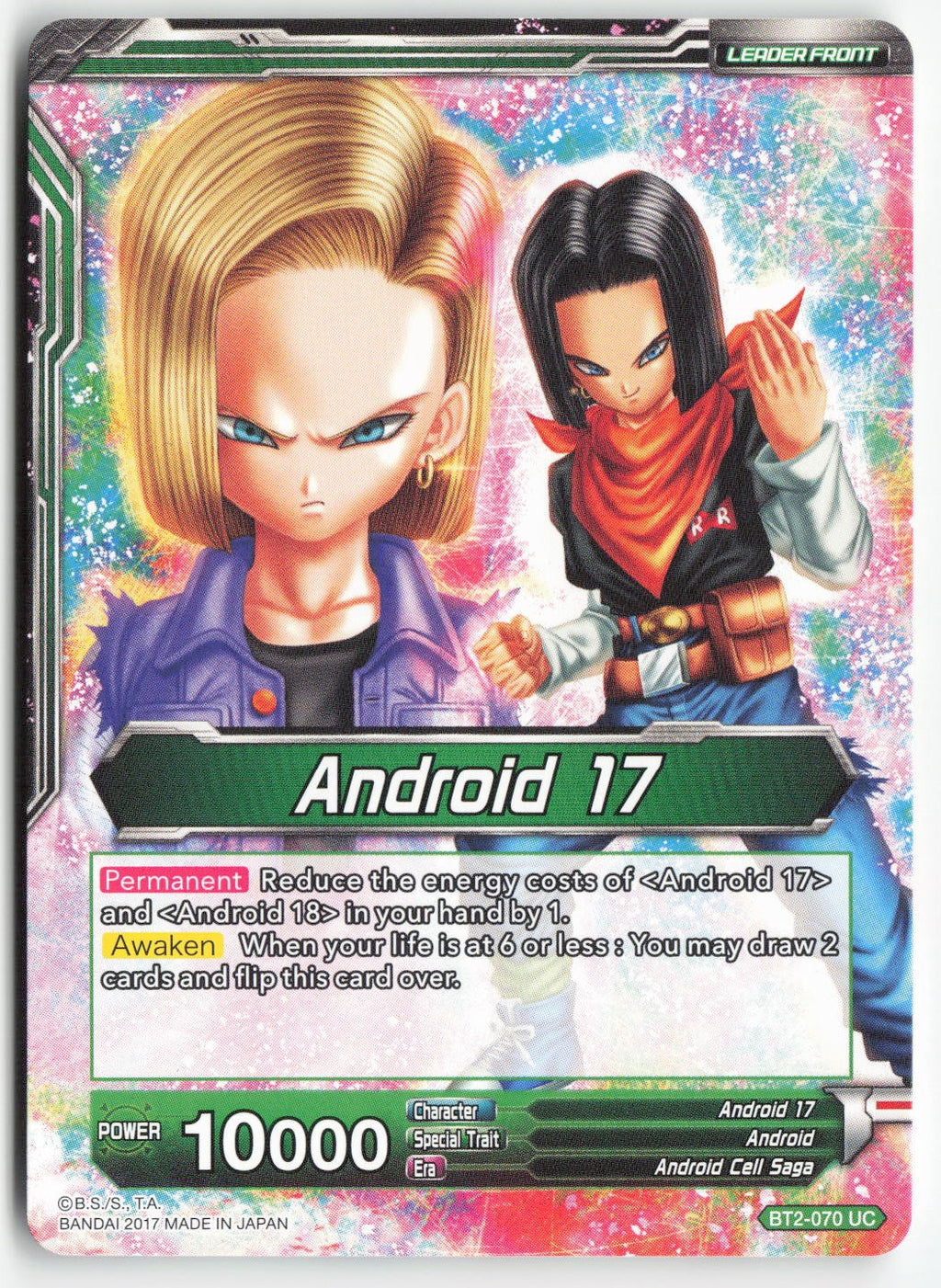 Android 17 // Diabolical Duo Androids 17 & 18 BT2-070 Normal Uncommon Lightly Played