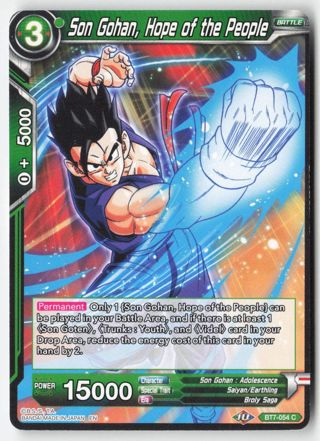 Son Gohan, Hope of the People BT7-054 Normal Common Lightly Played