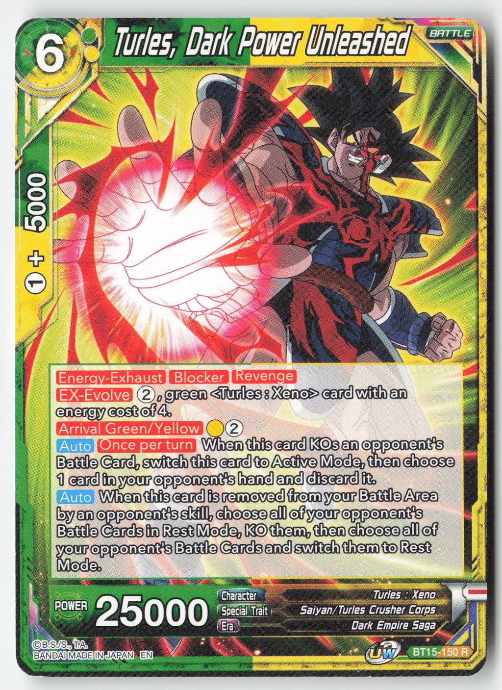 Turles, Dark Power Unleashed BT15-150 Normal Rare Lightly Played