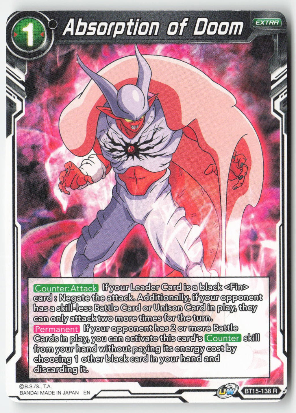 Absorption of Doom BT15-138 Normal Rare Lightly Played