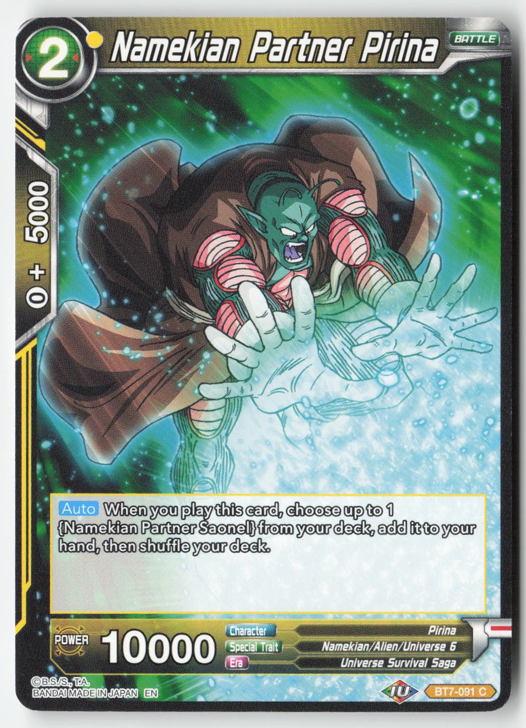 Namekian Partner Pirina BT7-091 Normal Common Lightly Played