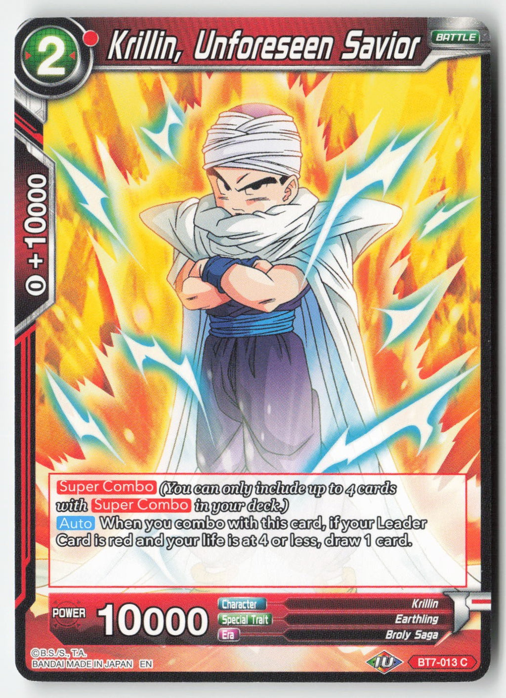 Krillin, Unforeseen Savior BT7-013 Normal Common Lightly Played