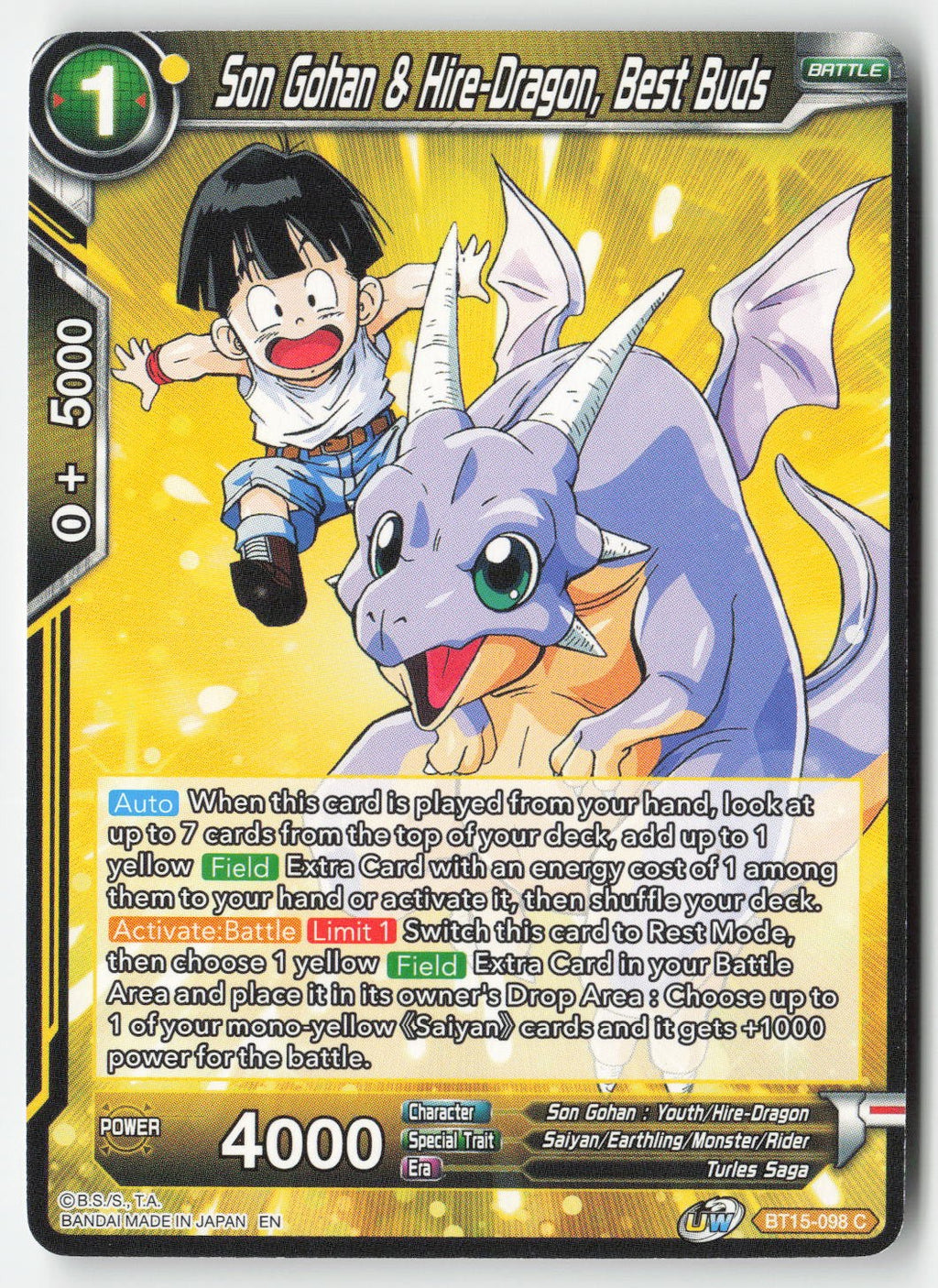 Son Gohan & Hire-Dragon, Best Buds BT15-098 Normal Common Lightly Played