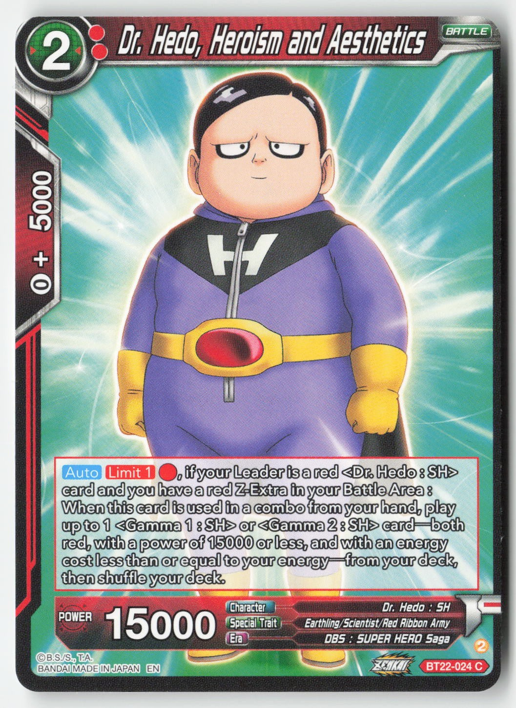 Dr. Hedo, Heroism and Aesthetics BT22-024 Normal Common Lightly Played