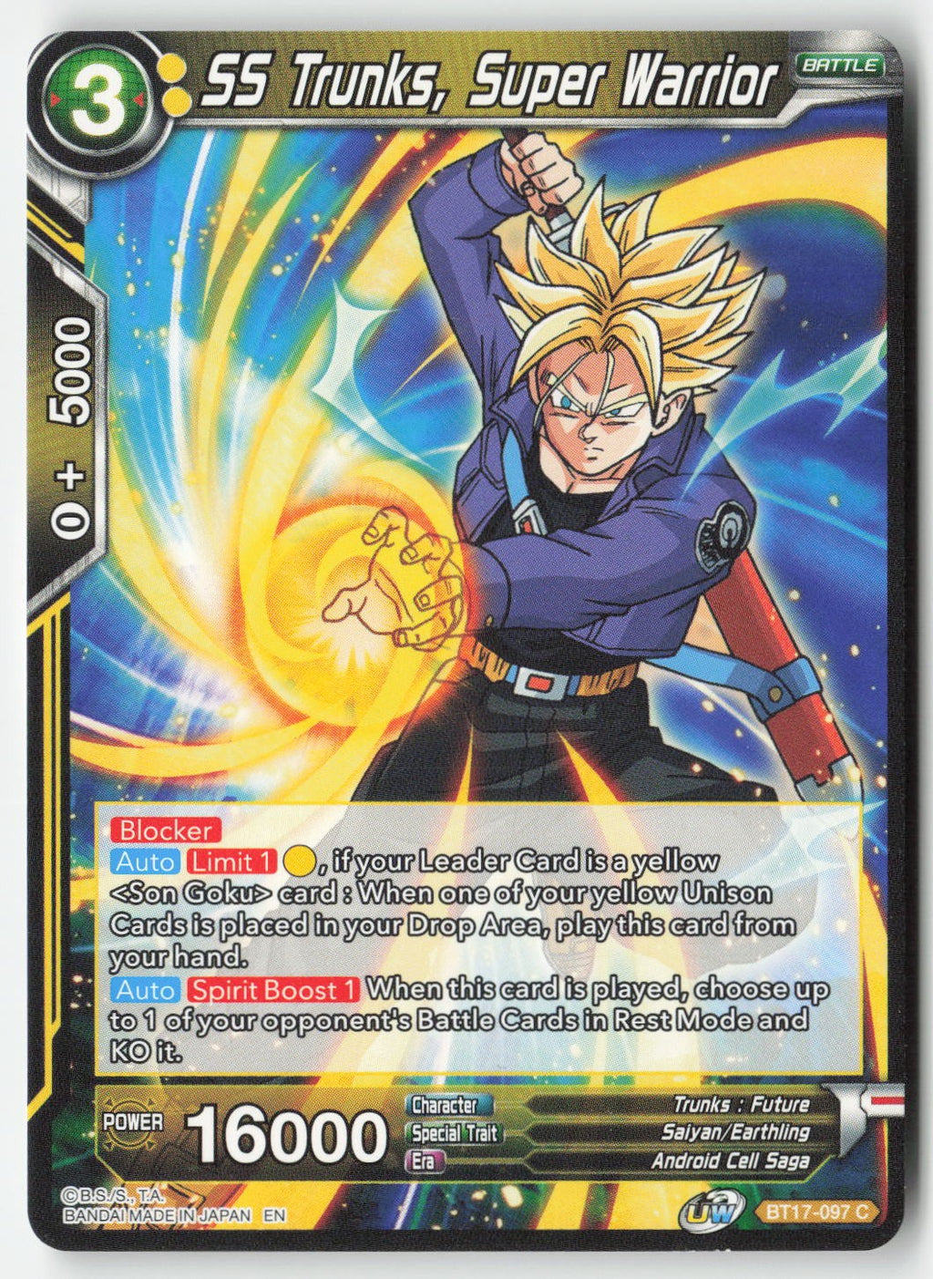SS Trunks, Super Warrior BT17-097 Normal Common Lightly Played