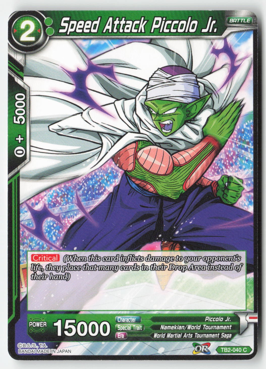 Speed Attack Piccolo Jr. TB2-040 Normal Common Lightly Played, Front